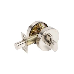 Zanda 65mm Diameter Brushed Nickel Triad Round Slimline Deadbolt, Single Cylinder (Key/Turn)