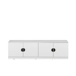 European Cabinetry White Slim Half Moon Black Handles Bucharest TV Unit