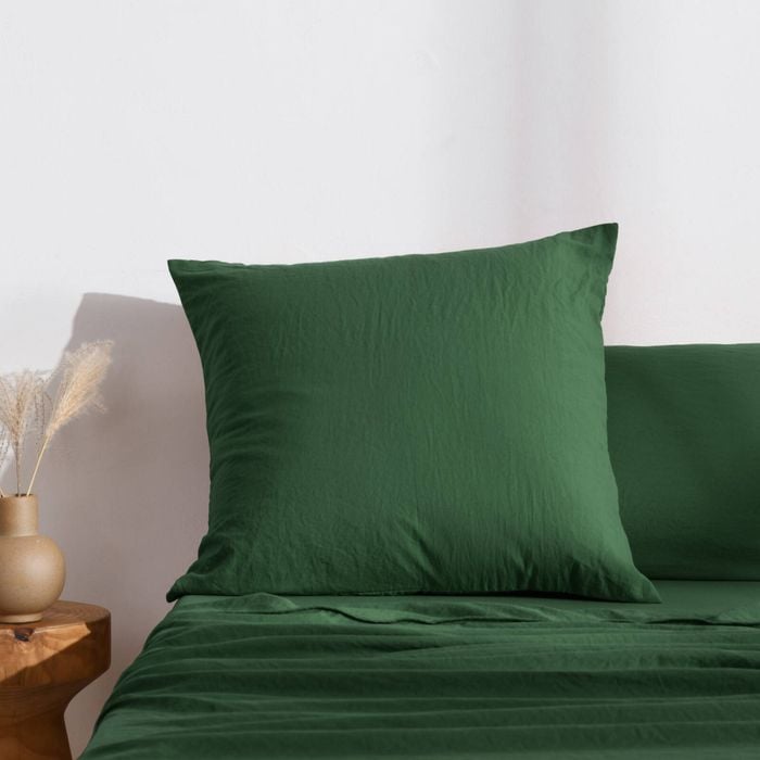 Dreamaker Superfine Washed Microfibre European Pillowcase Hunter Green