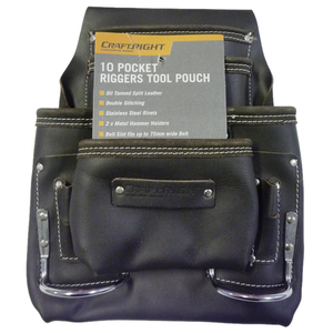 Craftright 10 Pocket Tan Leather Riggers Tool Pouch Belt