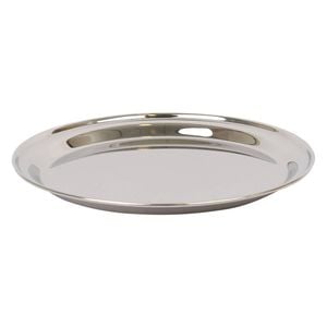 Argon Tableware 35.5cm Serving Platter - Stainless Steel Chrome Dinner Tray Round Tray Plate Large Appetizer Serving Dishes