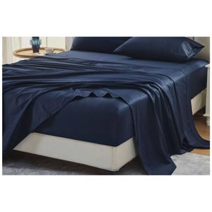 Grosvenor House 500TC Egyptian Cotton Flat Bed Sheet Only King Single Navy