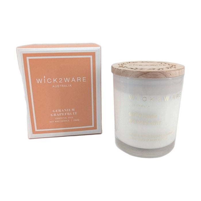 More Than Party Soy Scented Candle Jar Home Fragrance Geranium Grapefruit 260g