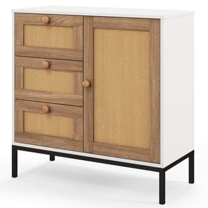 Costway Ratten Storage Cabinet Kitchen Buffet Sideboard Natural