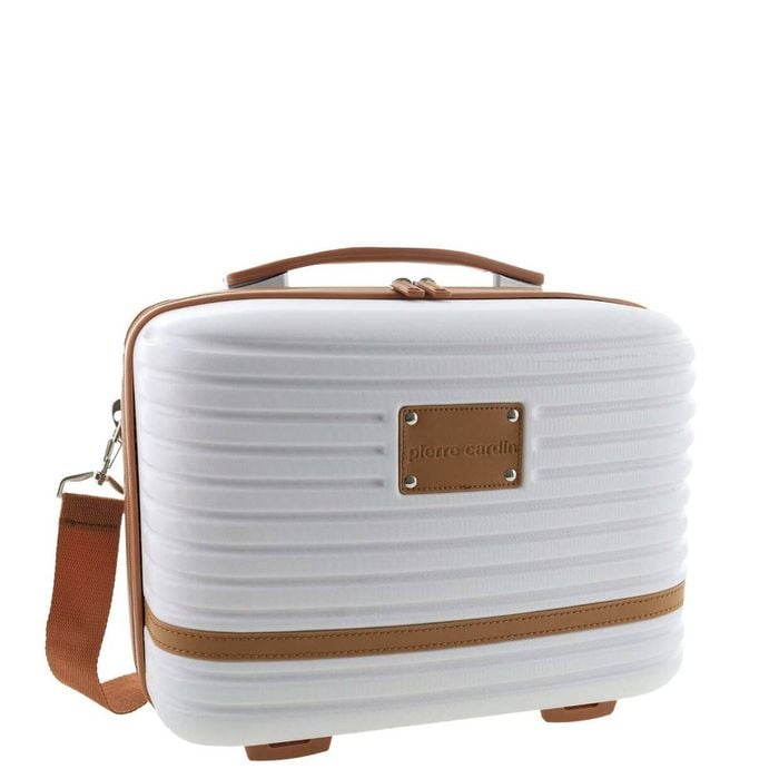 Pierre Cardin Beauty Case Hard Shell Makeup Cosmetic Organizer Travel in White
