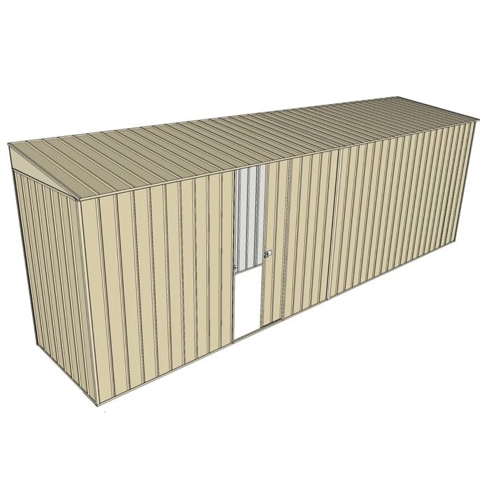 Build-A-Shed 1.2 x 6.0 x 2.0m Skillion Single Sliding Side Door Shed - Cream