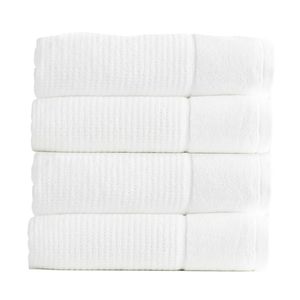 4x Renee Taylor Cambridge 650GSM Textured Waffle 70x140cm Bath Towel Cotton Snow