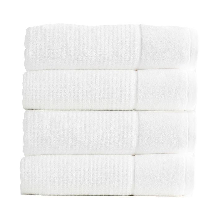 4x Renee Taylor Cambridge 650GSM Textured Waffle 70x140cm Bath Towel Cotton Snow
