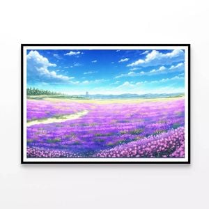Field Of Purple Flowers  Print 100% Australian Made 90x60cm  (Poster)
