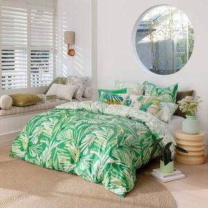 Kas Australia Oliana Queen Bed Quilt Cover Set w/ 2x Pillowcases - Green