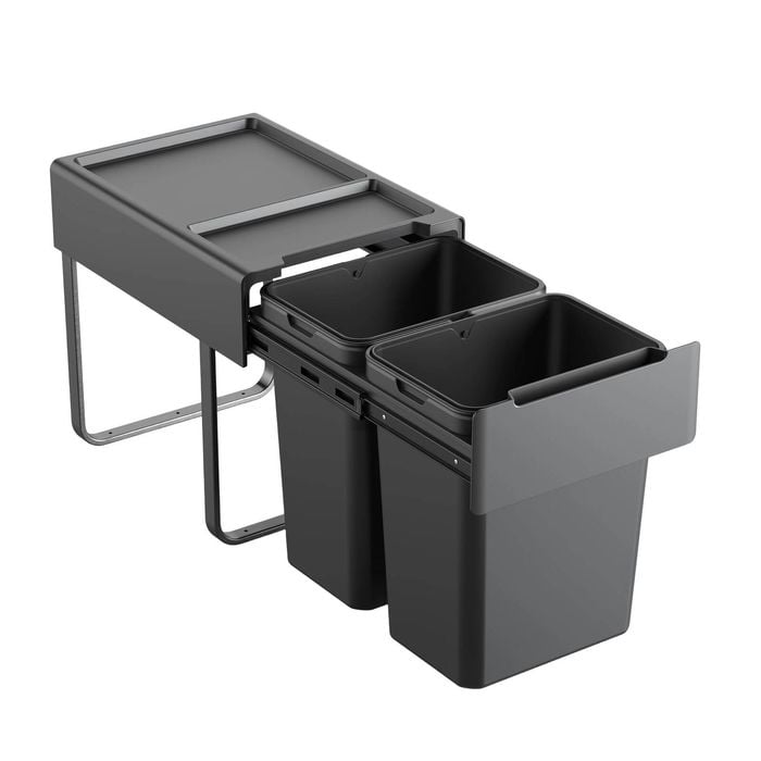 Kaboodle 2 x 20L Base Mount Pullout Bin - to suit minimum 400mm Base Cabinet