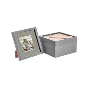 Nicola Spring Acrylic 3D Box Photo Frames with 4" x 4" Mounts - 8" x 8"  - Grey - Pack of 5
