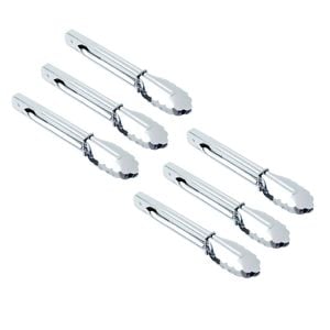 6PK Cuisena 18cm Stainless Steel Mini Tongs Serving Utensil - Silver