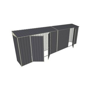 Build-a-Shed 0.8 x 6 x 2m Skillion Shed with Double and Single Hinged Side Doors - Grey
