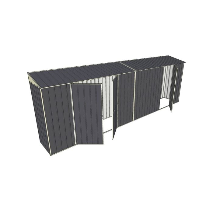 Build-a-Shed 0.8 x 6 x 2m Skillion Shed with Double and Single Hinged Side Doors - Grey