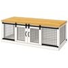 Paws and Willow Double Arctic White with Natural Top Wooden Dog Crate Barn Doors with Mesh