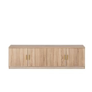 European Cabinetry Natural Oak Slim Oval Brass Handles Bucharest TV Unit