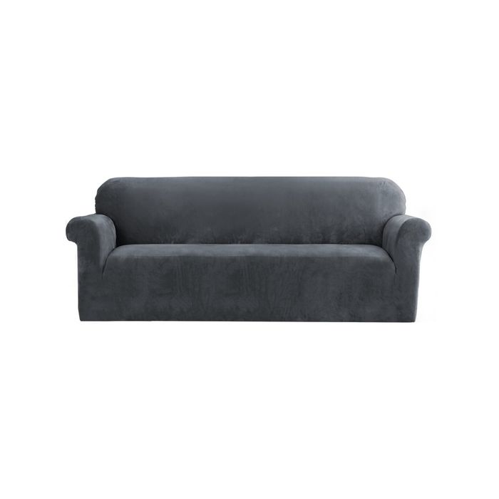 Artiss 4 Seater Sofa Cover Couch Cover Velvet Grey