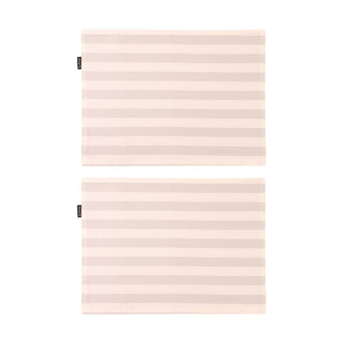2x 4pc Bas Phillips Printed Linen Looks Placemat Set Natural Stripes 33x45cm