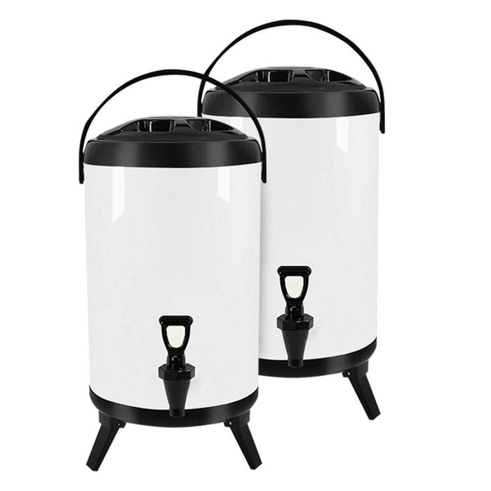 SOGA 2X Stainless Steel Insulated Beverage Dispenser with Tap 10L White