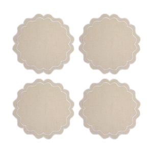 4pk Casa Domani Banda Scallop Placemat 38cm - Cream