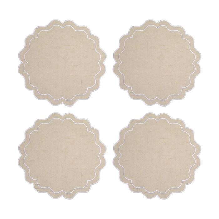 4pk Casa Domani Banda Scallop Placemat 38cm - Cream