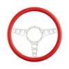 Cal Custom 15.5" Outlaw Billet Aluminium Steering Wheel, Red Leather Half-Wrap