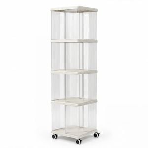 Advwin 4-Tier Rolling Bookshelf Storage Bookcase Vertical Display Unit Book Organizer Shelf