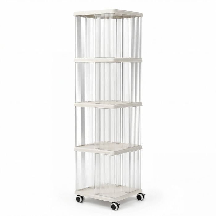 Advwin 4-Tier Rolling Bookshelf Storage Bookcase Vertical Display Unit Book Organizer Shelf