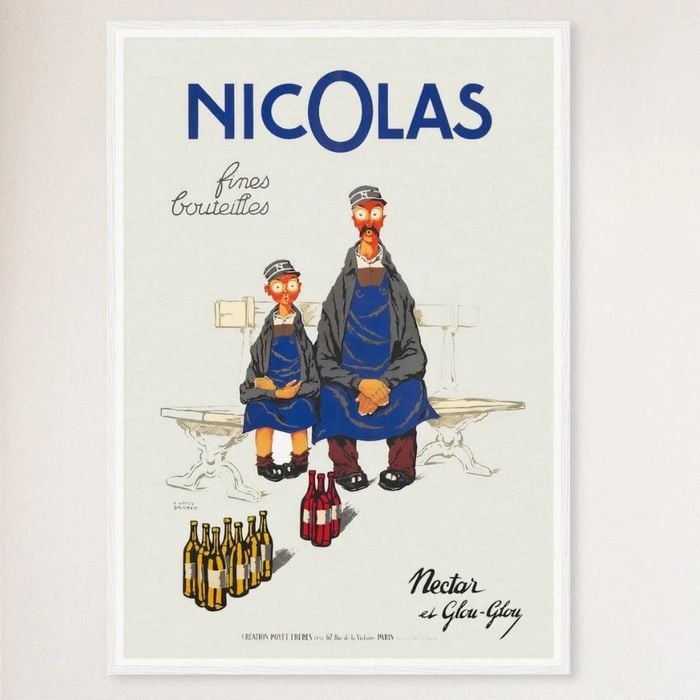 Galrie Nicolas Fine Bottles Vintage French Art Poster by Jules Isnard Dransy (1930) Home, White Frame, 70 x 100cm (28 x 40inch)