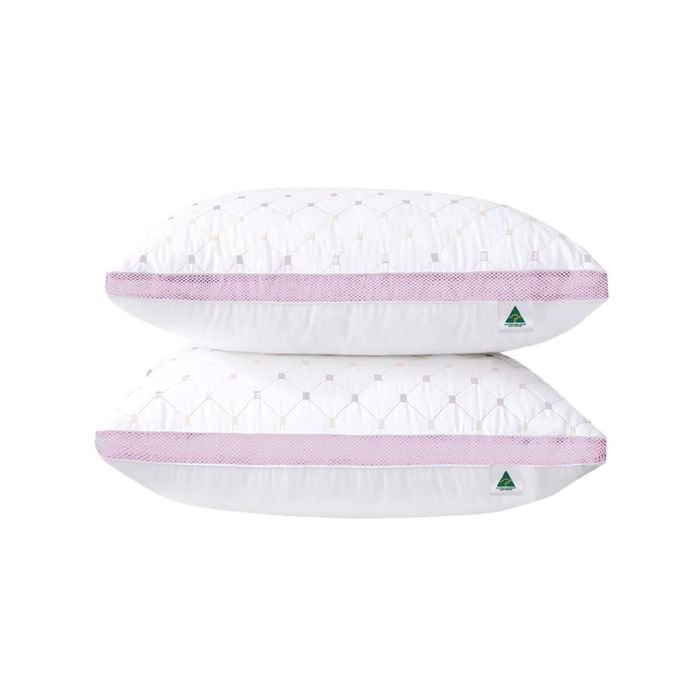 Luxor Twin Pack Australian Made Pink Diamond Checked Ultra Plush Standard Pillow