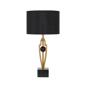 Telbix Vardo Modern Table Desk Lamp Light Metal Marble Fabric Black Antique Gold