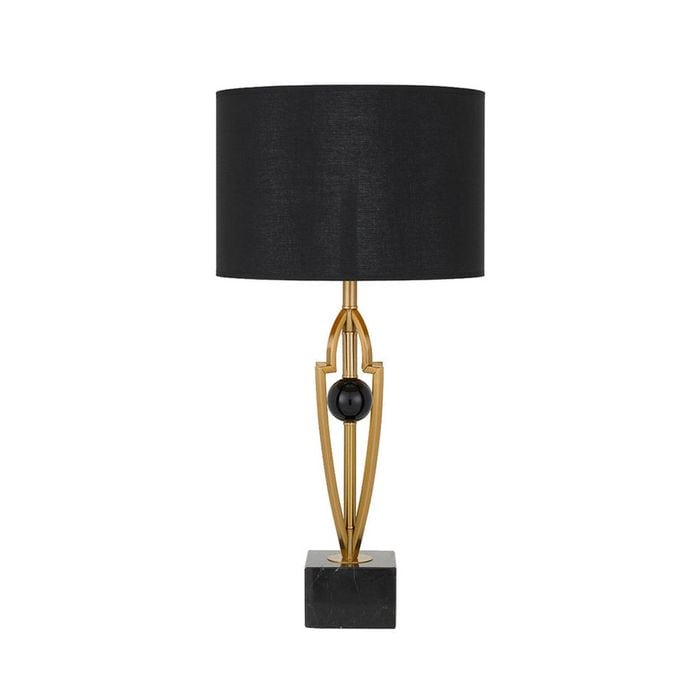 Telbix Vardo Modern Table Desk Lamp Light Metal Marble Fabric Black Antique Gold