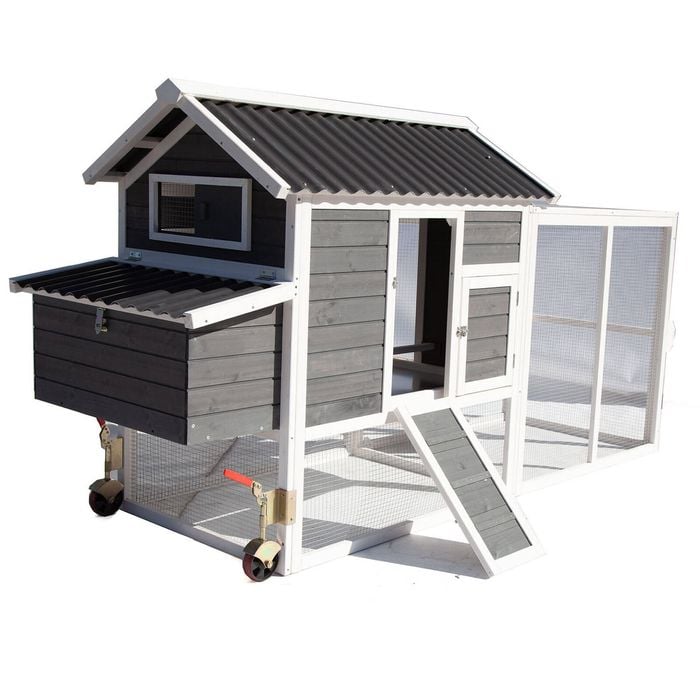 Chicken Coop with Run on Wheel PVC Roof