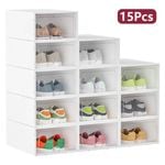 Advwin 15Pcs Shoe Storage Case Display Box Stackable Sneaker Rack Plastic