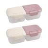 2pk Melii 2 Compartment Leakproof Hinged-lid Snack Container Pink Ivory 480ml