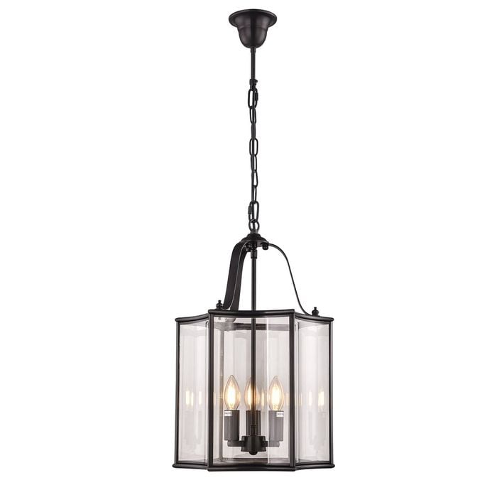 Vencha Brentwood 3 Light Traditional Pendant - Black