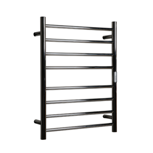 Hotwire 80W 700 x 530mm Stainless Steel 8 Bar Flat Round Heated Towel Rail with Timer