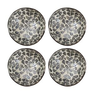 4pk Lvd Flower Decorative Round Coconut Capiz Trinket/jewellery Bowl 13x13x6cm