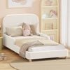 Oikiture Kids Bed Frame Single Side Guard Rails Boucle White