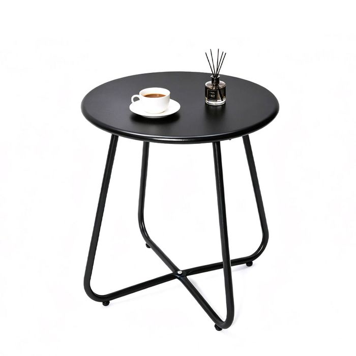 Alston 45cm Round Side Table Powder Coated Steel Coffee Table Rust-proof Nightstand