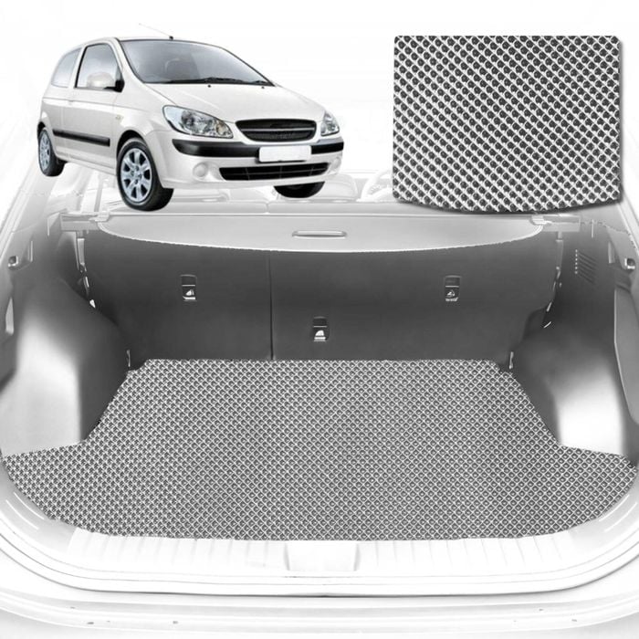 6D Diamond Car Boot Mat for Hyundai Getz 2002-2011-Cargo Mat-Grey-Outback GT
