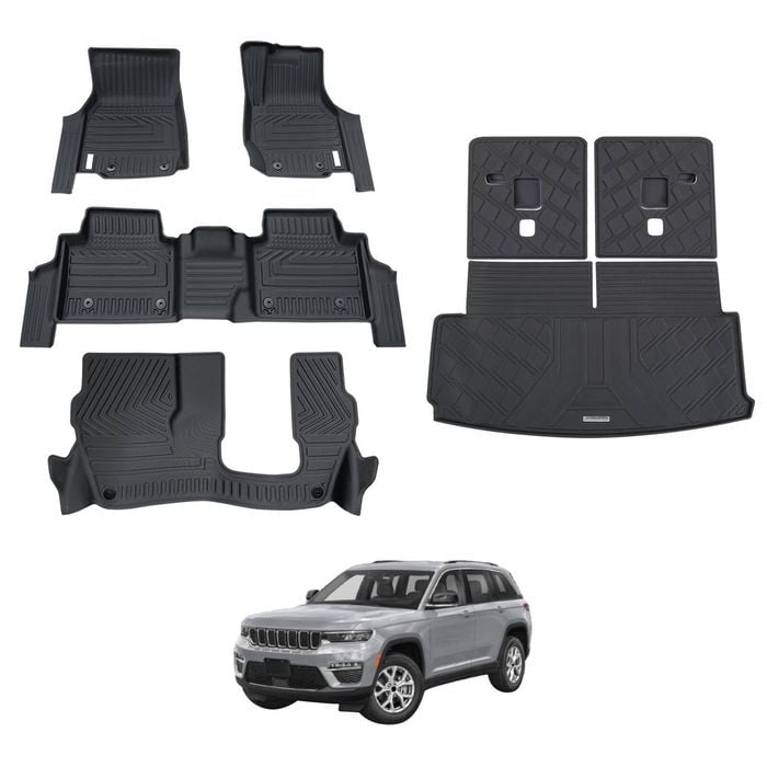 AUSGO Car Floor Mats for Jeep Grand Cherokee L WL Series 7-Seat 2021-Onwards All-Weather Floor Liners
