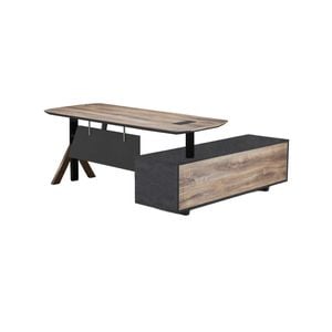 Modern Furniture EASTON Sit Stand Electric Lift Executive Desk- Warm Oak & Black