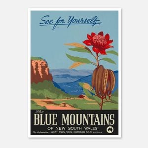 Galrie Stunning Vintage Travel Poster of the Blue Mountains in New South Wales, Poster Only, A1 60 x 84cm (23 x 33inch)
