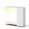 Ufurniture Fabric Chest of Drawers with Hanging Rack Dresser with Clothes Rack LED Lights Charging Station White
