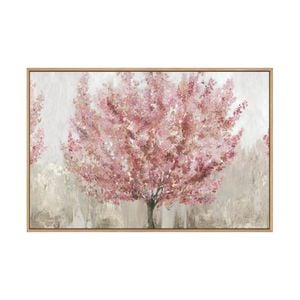 Artey | Rosy Leaves - Framed Canvas - Natural Frame - 80 x 120 cm