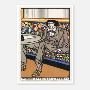 Galrie Wiener Cafe Der Literat Art Nouveau Poster by Carl Otto Czeschka-Vintage Wall Art, Poster Only, A1 60x 84cm (23 x 33inch)