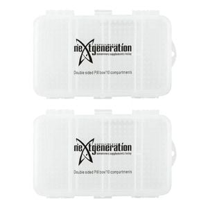 2PK Next Generation Supplements Double Sided Pill Box 10 Compartments Clear