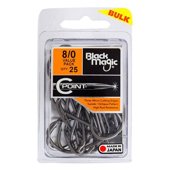Black Magic C Point Fishing Hook Value Pack Bulk 8/0